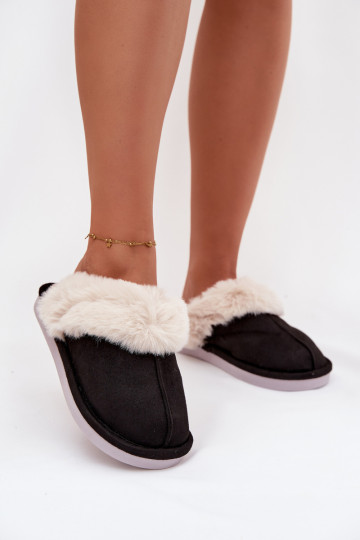 Zapatillas de casa negras para mujer con pelaje Carisse 2