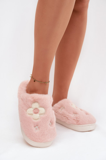 Zapatillas Selinne rosas con pelito y motivos florales