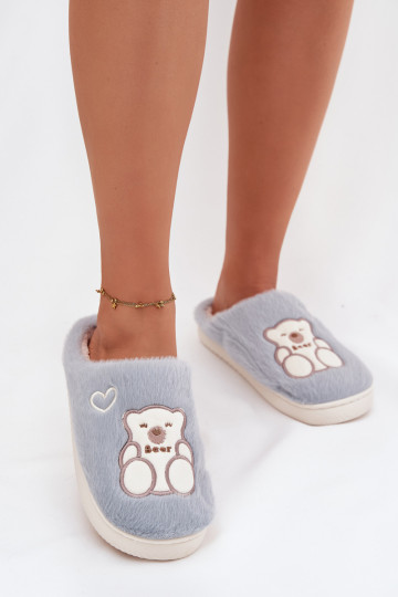 Zapatillas Noralie azules con pelito y osito