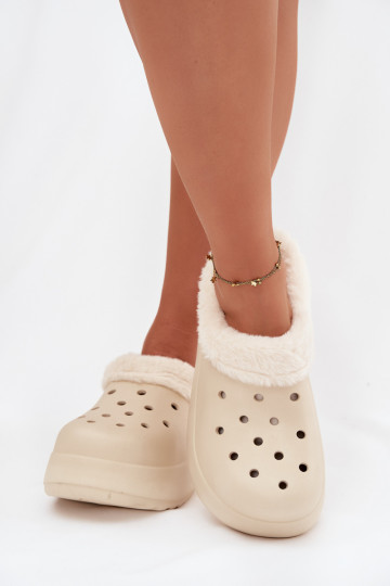 Zapatillas ligeras zapatillas de mujer calentamiento con pelo dentro beige Palvine 2