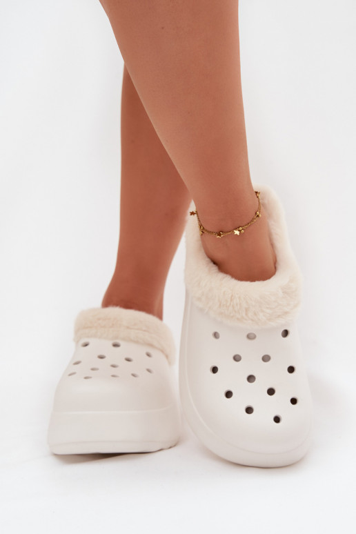 Zapatillas ligeras zapatillas de mujer calentamiento con pelo dentro el color blanco Palvine