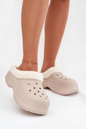 Zapatillas ligeras zapatillas de mujer calentamiento con pelo dentro de color caqui Palvine 2