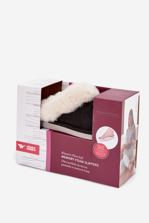 Zapatillas Femenino con un abrigo de piel de color negro Zanelia