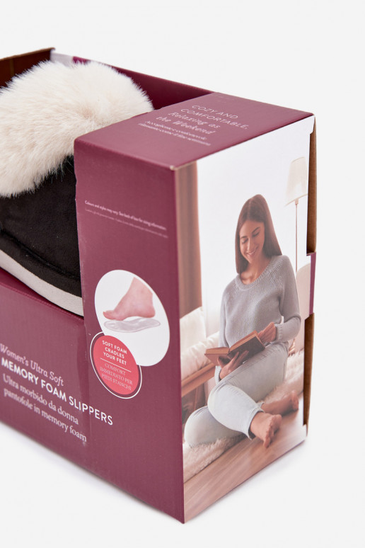 Zapatillas Femenino con un abrigo de piel de color negro Zanelia