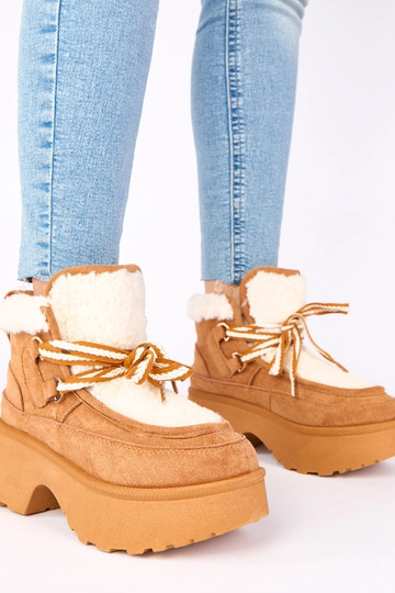 Botas de nieve marrones con pelaje en plataforma "Ziza"