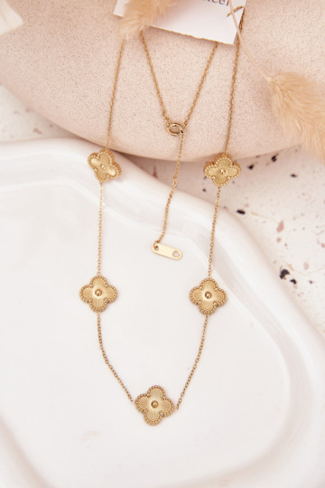 Collar de acero inoxidable color oro con motivos florales