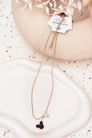 Cadena de acero inoxidable color oro con colgante de Mickey Mouse