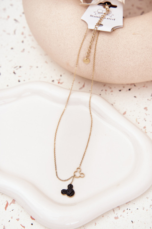 Cadena de acero inoxidable ratón Miki color dorado