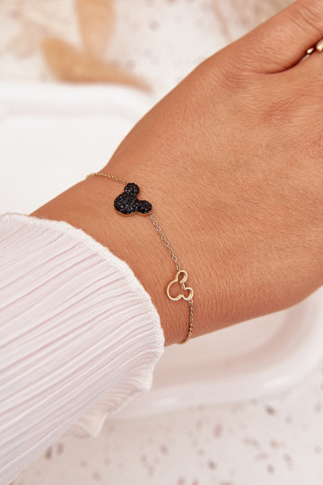 Una pulsera de acero inoxidable ratón Miki color dorado