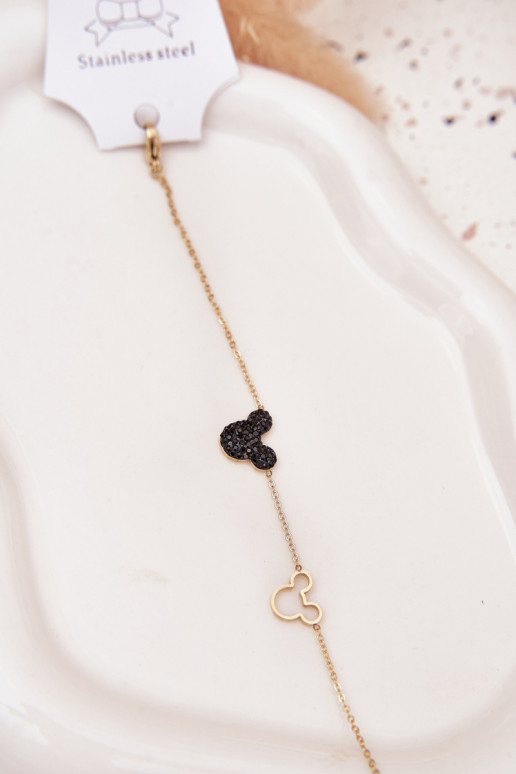 Una pulsera de acero inoxidable ratón Miki color dorado