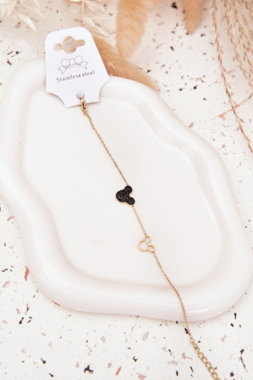 Una pulsera de acero inoxidable ratón Miki color dorado