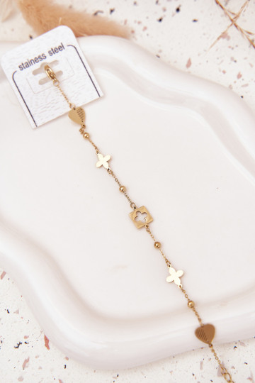 Pulsera de acero inoxidable color oro con colgantes 2