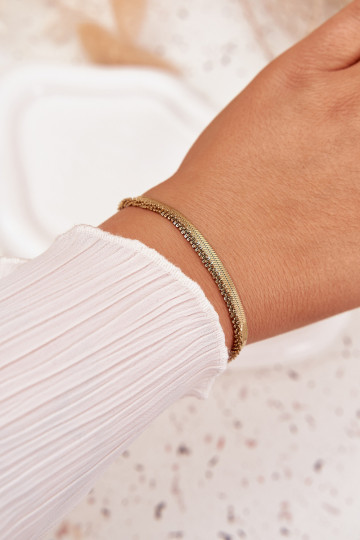 Pulsera doble de acero inoxidable color oro