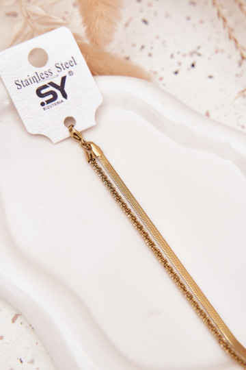 Pulsera doble de acero inoxidable color oro 2
