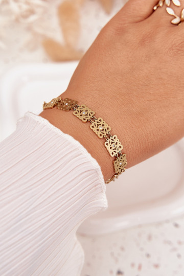 Pulsera regulable de mujer con brillantes de acero quirúrgico color dorado