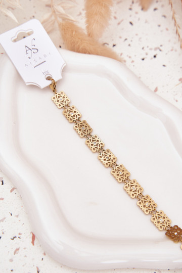 Pulsera regulable de mujer con brillantes de acero quirúrgico color dorado 2