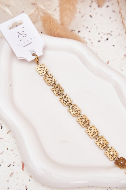 Regulado Una pulsera Femenino con ojos centelleantes Stal Chirurgiczna color dorado