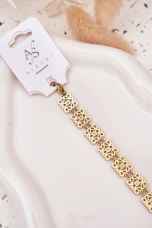 Regulado Una pulsera Femenino con ojos centelleantes Stal Chirurgiczna color dorado