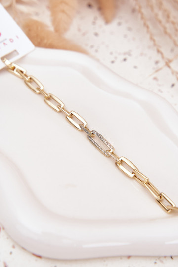 Pulsera de mujer con cadenas de acero quirúrgico color dorado 2