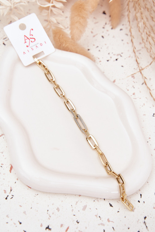 Una pulsera Femenino con cadenas Hecho de acero quirúrgico color dorado