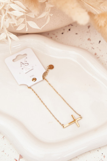 Una pulsera con una cruz Stal Chirurgiczna color dorado 2