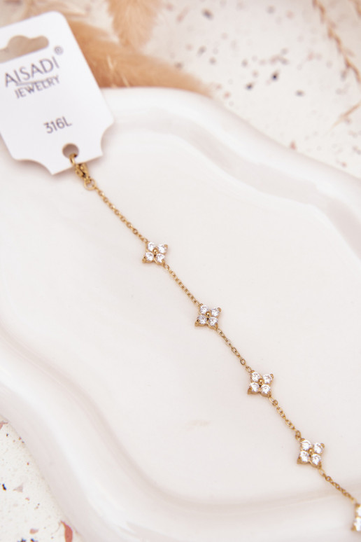 Una pulseracon motivos floralesuszkami Stal Chirurgiczna color dorado