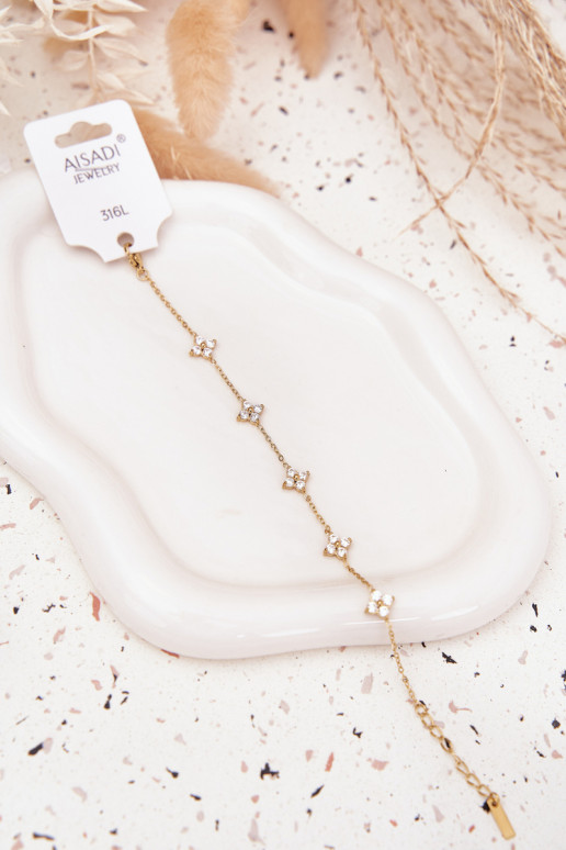 Una pulseracon motivos floralesuszkami Stal Chirurgiczna color dorado