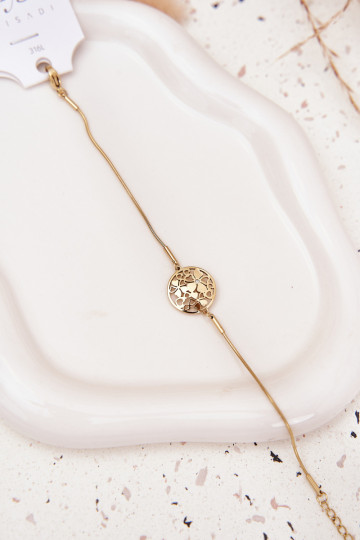 Una pulsera Femenino Con colgante Kółkocon motivos floralesuszkami color dorado 2