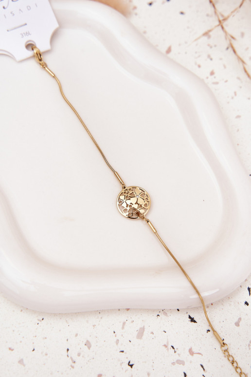 Una pulsera Femenino Con colgante Kółkocon motivos floralesuszkami color dorado