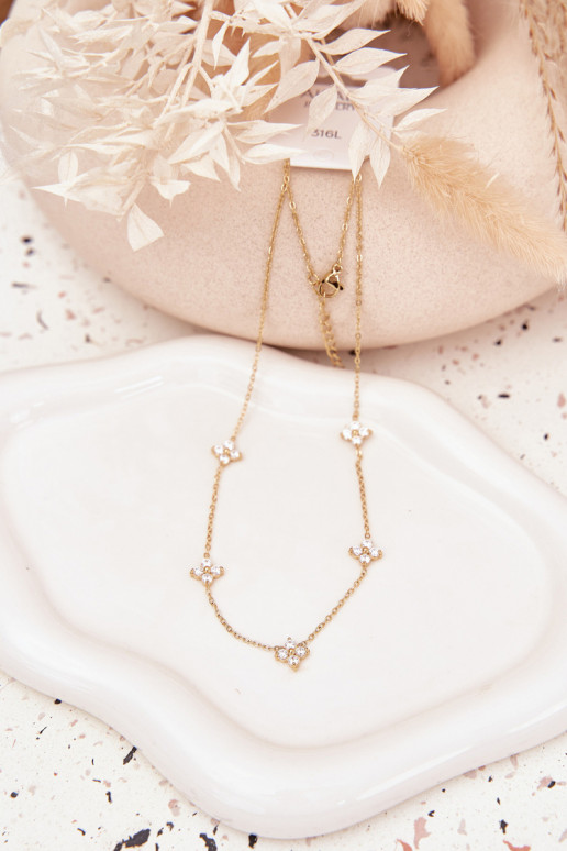 Sin cuello Femeninocon motivos floralesuszkami Stal Chirurgiczna color dorado