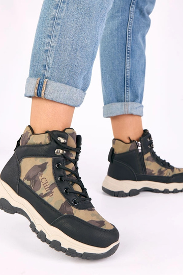 Botines negros con plataforma y motivo de camuflaje Louie 2