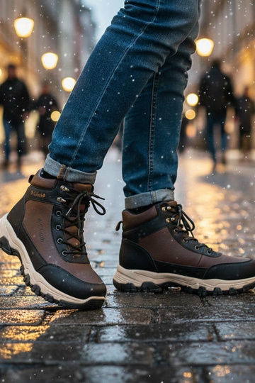 Pantalones de trabajo marrones para hombre forrados con plataforma elevada Pedro