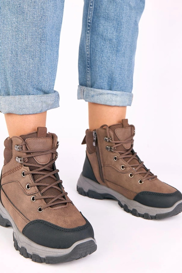 Pantalones de trabajo marrones con plataforma Briana