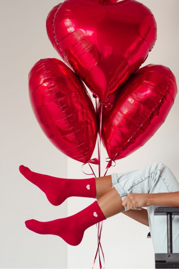 Medias Femenino Drobne Serduszko color rojo