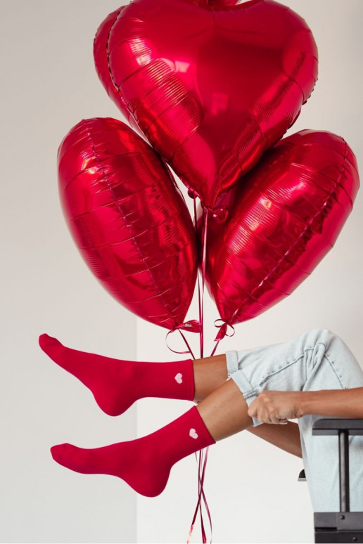 Medias Femenino Drobne Serduszko color rojo