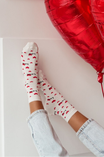 Calcetines de mujer "Love" color marfil