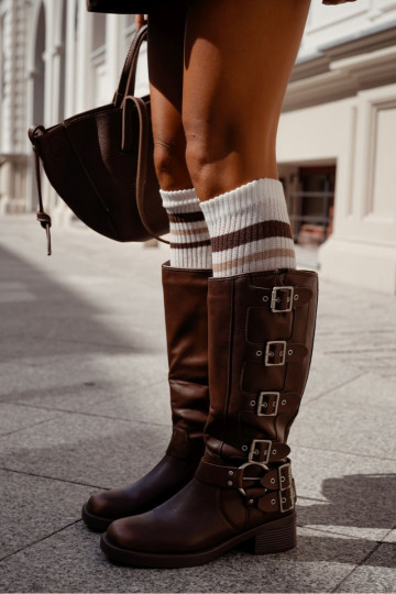 PodkolanóAki Femenino EN Prążek con rayas color marfil