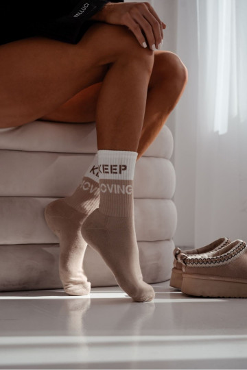 Calcetines "Keep Moving" de mujer, color arena