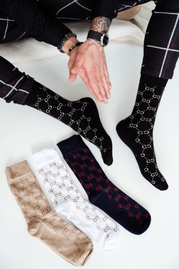 Calcetines estampados de hombre CC, color negro