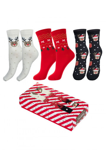 Conjunto de calcetines navideños para mujer en caja, 3 pares 2