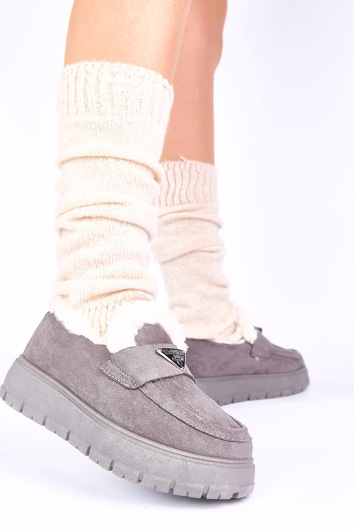 Mocasines grises de plataforma con...