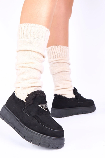 Mocasines negros de plataforma con pelo Kirby 2