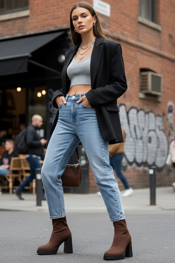 Botines marrones con tacón...