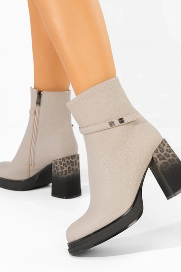 Botines grises con tacón y estampado de leopardo Brenna