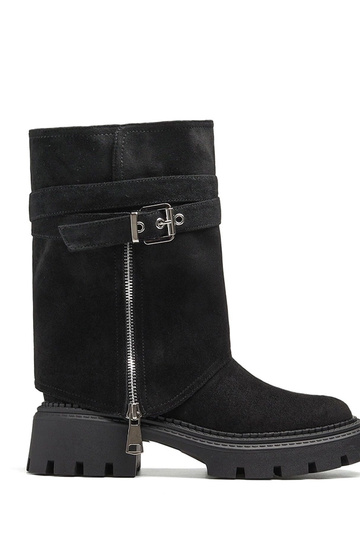 Botines negros con caña desmontable y cremallera decorativa Edna