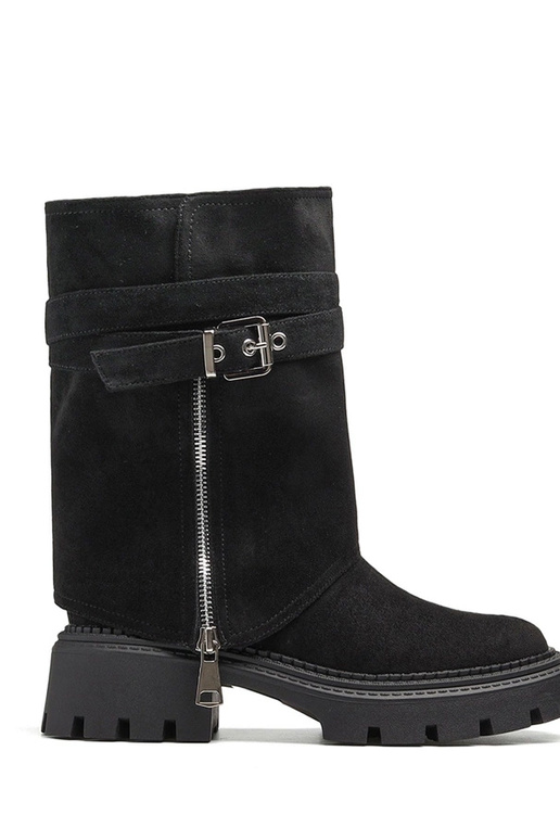 Botines negros con caña desmontable y...