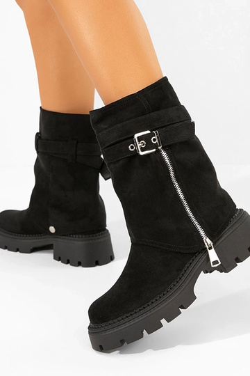Botines negros con caña desmontable y cremallera decorativa Edna 2