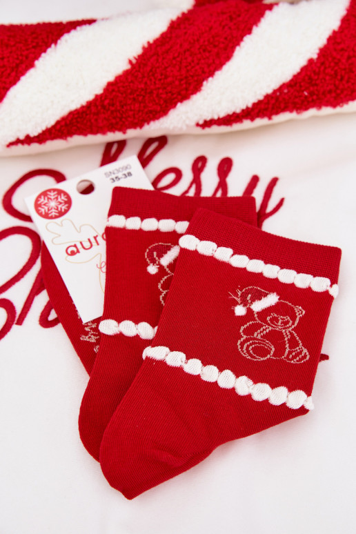Medias Femenino Activadovidad osos de peluche en la portada Papá Noela color rojo