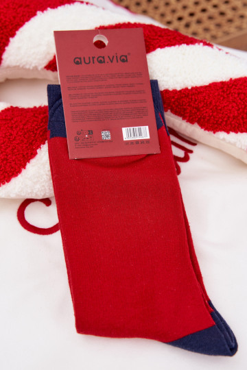 Calcetines navideños para hombres con Santa Claus y gafas, rojos y azul oscuro 2
