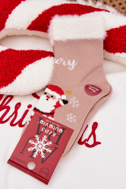 calcetines de navidad Infantil con un abrigo de piel I Papá Noelem ENełna Alpaca beige